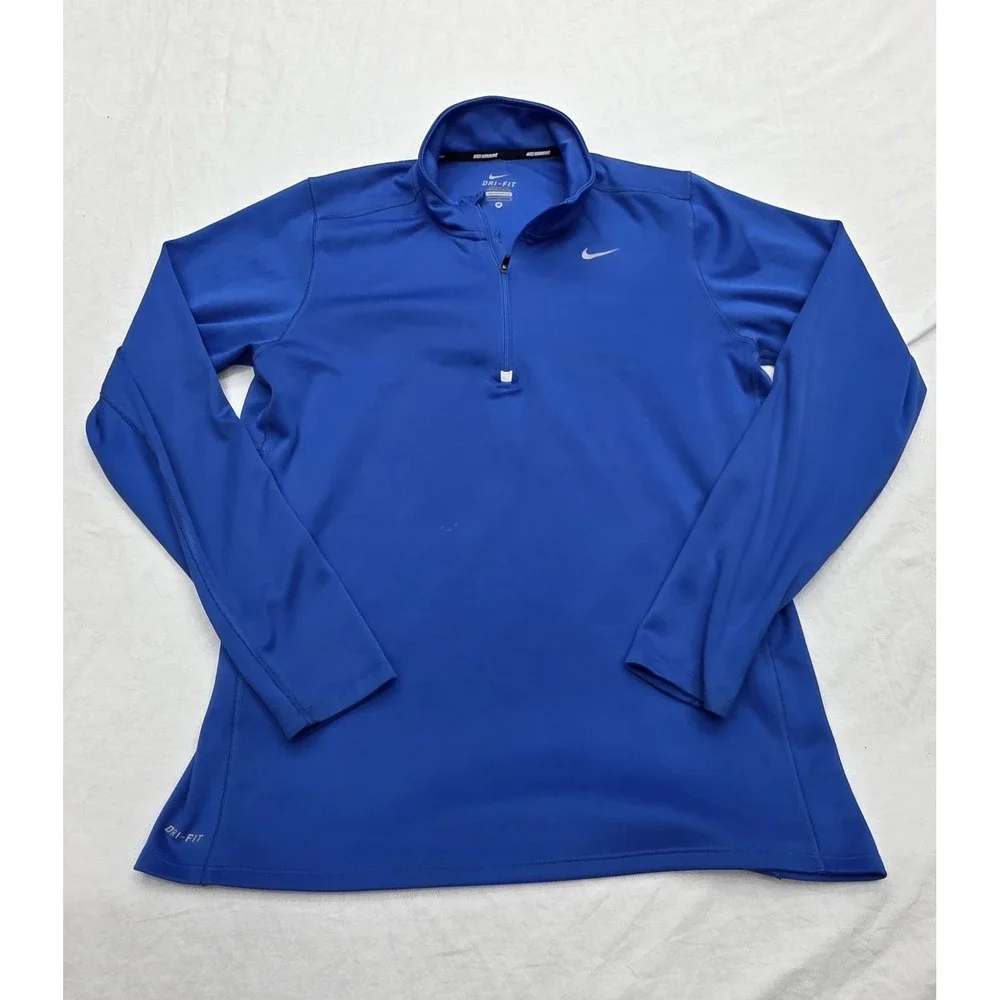 Nike Dri-fit Blue Running 1/4 Zip Longsleeve Pullover Size Medium